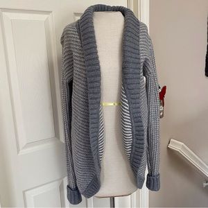 Athleta Charcoal and Light Gray Striped Cardigan